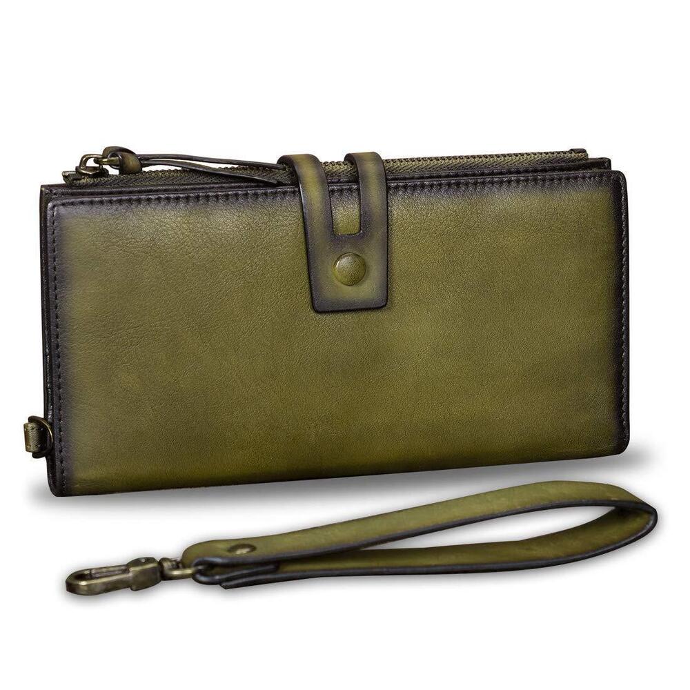 1934 Leather Wallet Vintage Handbag Cowhide Long Purse Money Clip Card Case